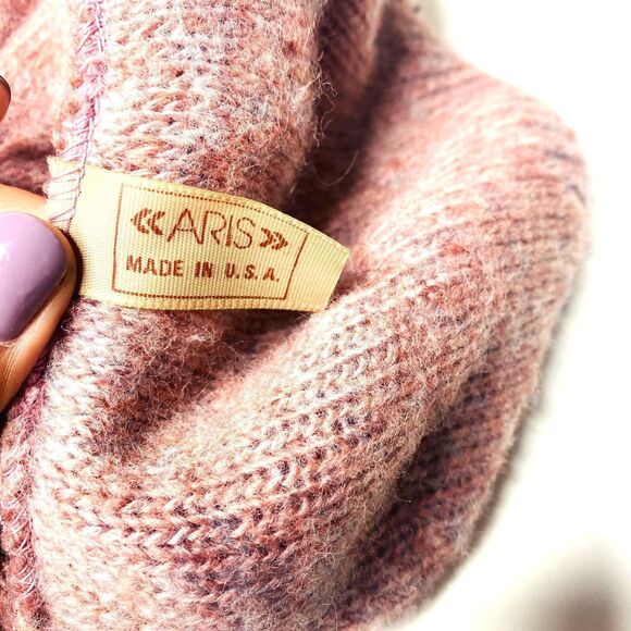 VTG Aris Purple Pink Multicolor Knit Pastel Cozy Soft Girl Aesthetic Beret Hat - Picture 3 of 4